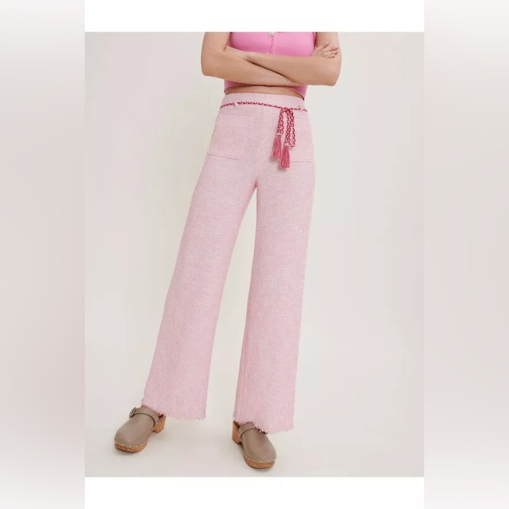 Maje 2 Piece Pink Tweed Pant Set